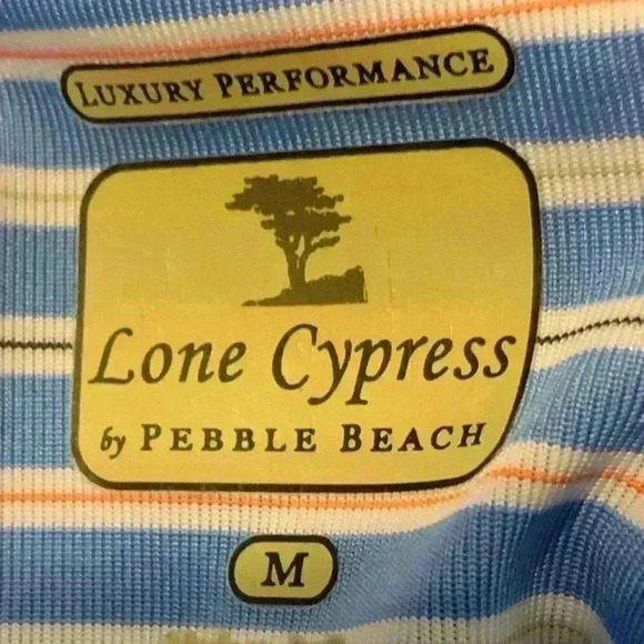 Lone Cypress by Pebble Polo Shirt Men’s Size Medium Button Front Stripe Top - Picture 7 of 8